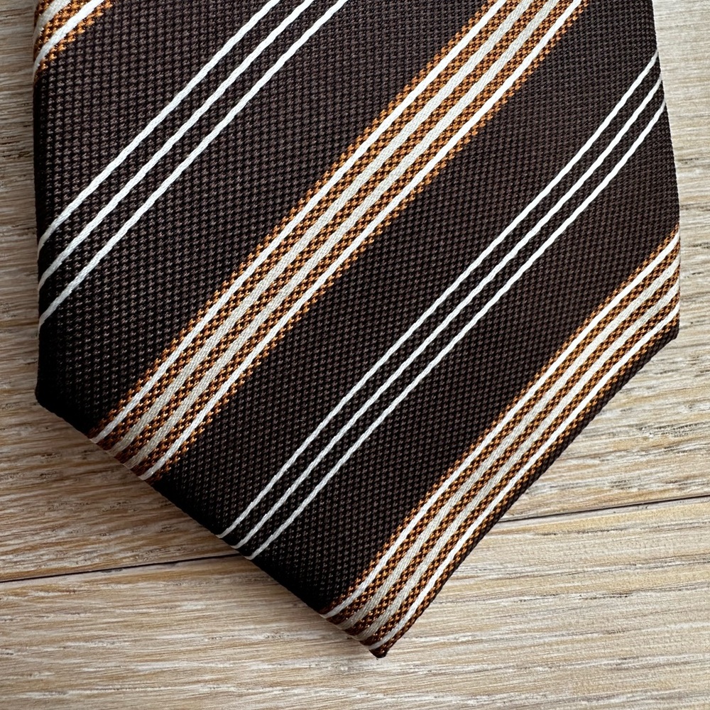 Etro Milano Contemporary Tie - Brown regimental stripe - Made in Italy - Silk